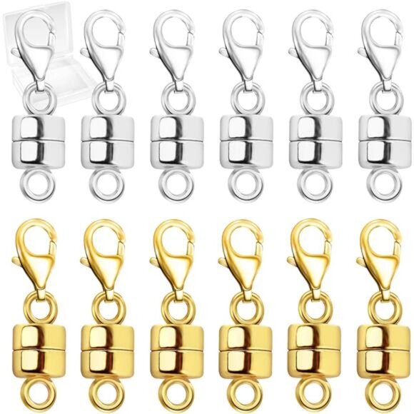 Gold Silver Magnetic Necklace Clasp Extender Easy Jewelry Bracelet Connector - Picture 1 of 7